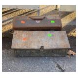 Two older metal Boxes, one Slant lid is a