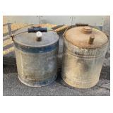 Two Early galvanized 5 gallon fuel Cans
