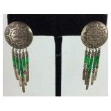 Sterling silver and malachite earrings