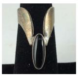 Sterling silver and onyx ring size 5.5