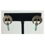 Sterling silver and malachite obseisk earrings