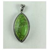 Green howlite solitaire pendant stainless steel