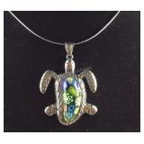 Murano style turtle pendant necklace 16-18in