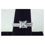 Sterling silver size 9 CZ ring set
