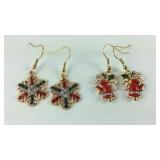 2 pairs Christmas theme goldtone fish hook