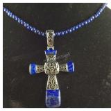 20-24in lapis lazuli cross pendant necklace in