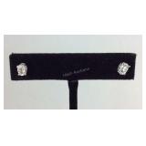 White topaz stainless stud earrings