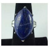 Size 7 lapis lazuli and CZ stainless ring 22.65ct
