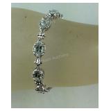 White topaz bolo bracelet in platinum bond and