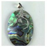 Sterling silver abalone shell dragonfly pendant
