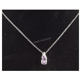 Sterling rose de France amethyst pendant with
