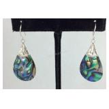 Sterling silver abalone shell drop earrings