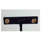 Sterling silver Baltic Amber framed oval stud