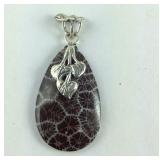 Sterling silver brown coral pendant
