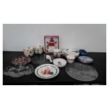 Christmas holiday glass and ceramic serving