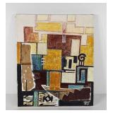 Abstract painting titled New World on canvas,