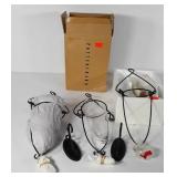 Three Pottery Barn metalworks hanging wall vases