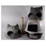 Cat supplies, 2 beds, scratch post, liter box