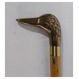 Walking cane with brass duck head