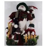 Snowman family, needs bird house repair