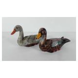 Two wooden decoy ducks, 9" and 10"