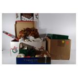 Christmas decor, wrapping paper, ornaments,