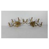 Brass four candle sconces,  each measures 17x9