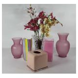 Glass and ceramic vases, everlasting stems and a