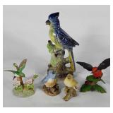 Bird figurines,  porcelain and ceramic,  includes