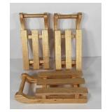 Three wooden crafters sleighs