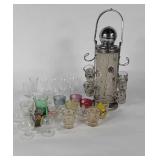 Barware, dispenser, shot glasses and small