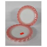 Crinoline pink ripple edge 9" plates, four