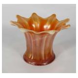 Carnival glass, 4.5 " tall vase, 6" across, some