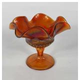 Carnival glass, pedestal candy dish, 5.5"