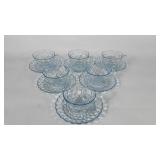 Sapphire Bubble glass cups and saucers, six