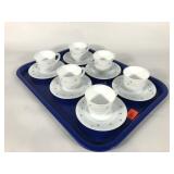 Harmonia milk glass demitasse cups and saucers,