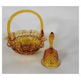 Fenton Glass amber basket and bell