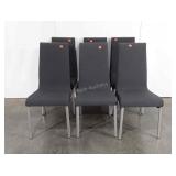 Set of six grey upholstered dining chairs