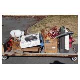 Skid with sprayer, wood blinds, back massager,