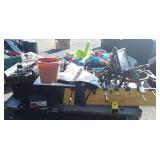 Skid with foozeball game, as-is, Christmas tree