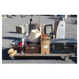 Skid of lamps, dog feeding station, stuffed