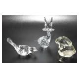 Three glass figural paperweights