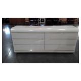 Six drawer dresser, 69x20x31, has small chip on