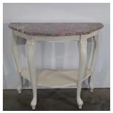 Half moon console table with marble top, 31x34