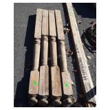 4 Oak Rail Posts, weathered condition, tops have