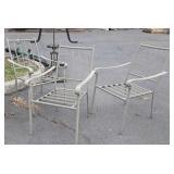 Three metal patio chairs,  no cushions