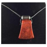 Sterling silver stone necklace 18in with rope