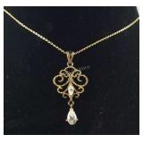 Gold over Sterling silver CZ necklace 18in