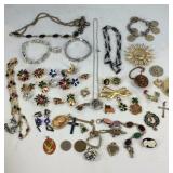 of Jewelry, clip on earrings, pendants, necklace