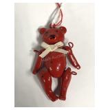 Cast iron jointed teddy bear ornament, 2.5"